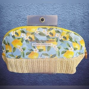 Wandering Moon woven zipper cosmetic toiletry  bag.